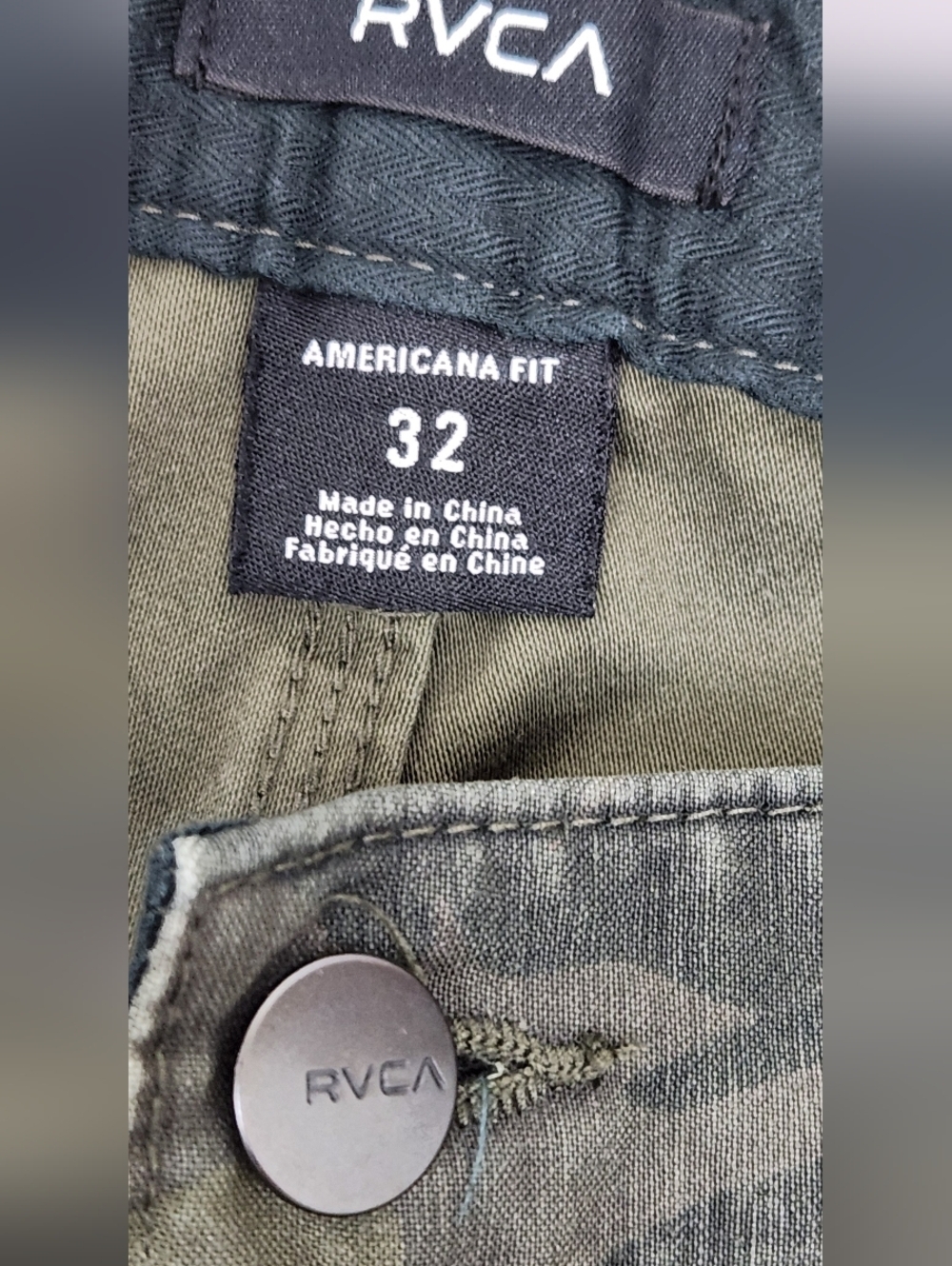 RVCA Camo Double Knee Carpenter Style 100% Cotton Pants. 32 × 29 - Picture 6 of 12